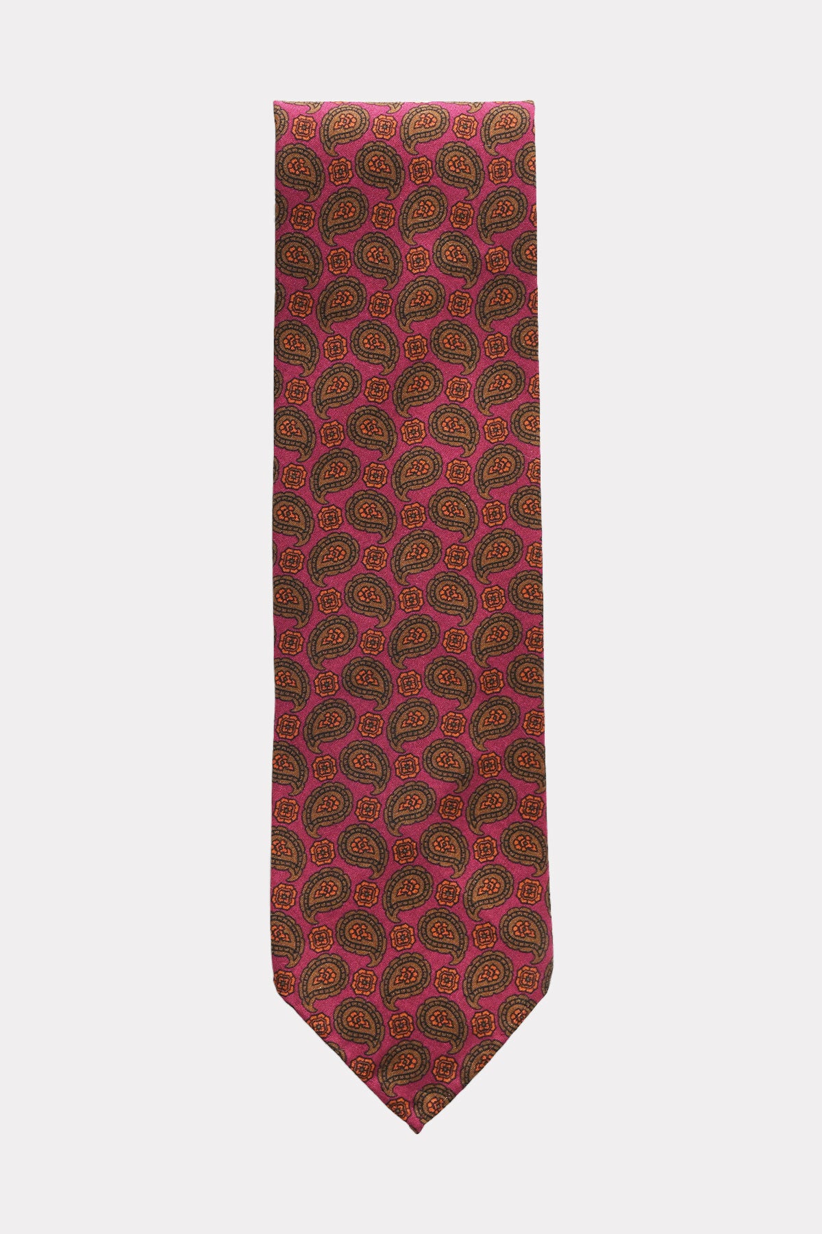 Cravate framboise motif paisley kaki soie – Ardentes Clipei Paris