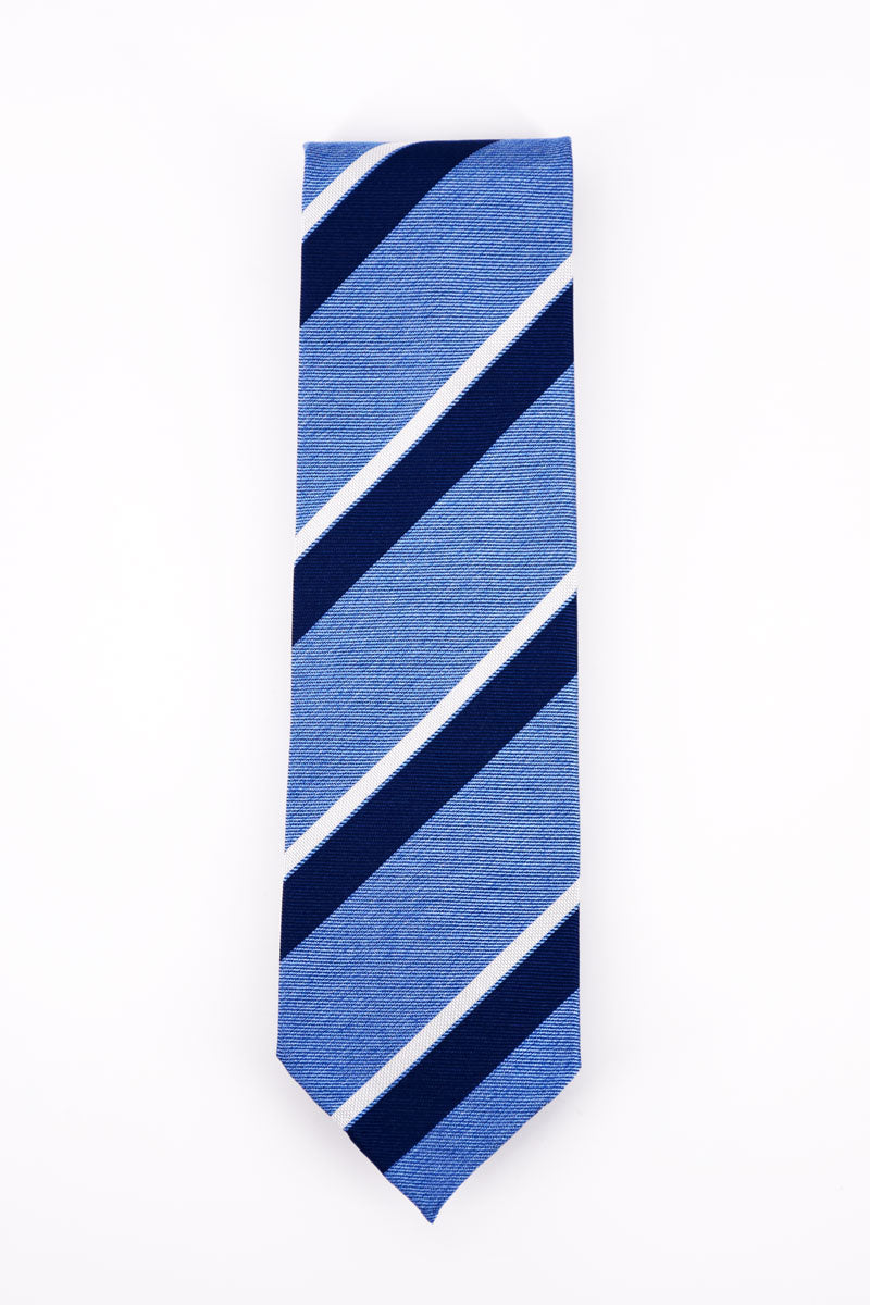 Cravate Club en soie Bleu et Blanc