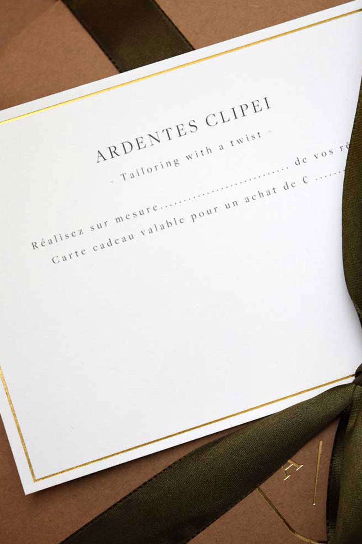 Gift card from Ardentes Clipei featuring elegant design, perfect for gifting occasions and flexible redemption options.