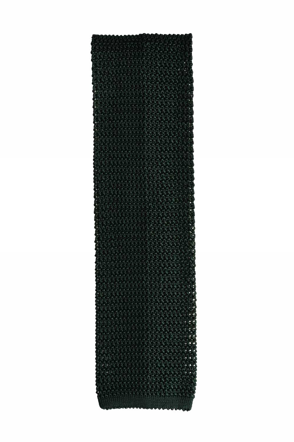 Green knitted tie by Ardentes Clipei, featuring a textured fabric and classic design, perfect for formal or stylish occasions.