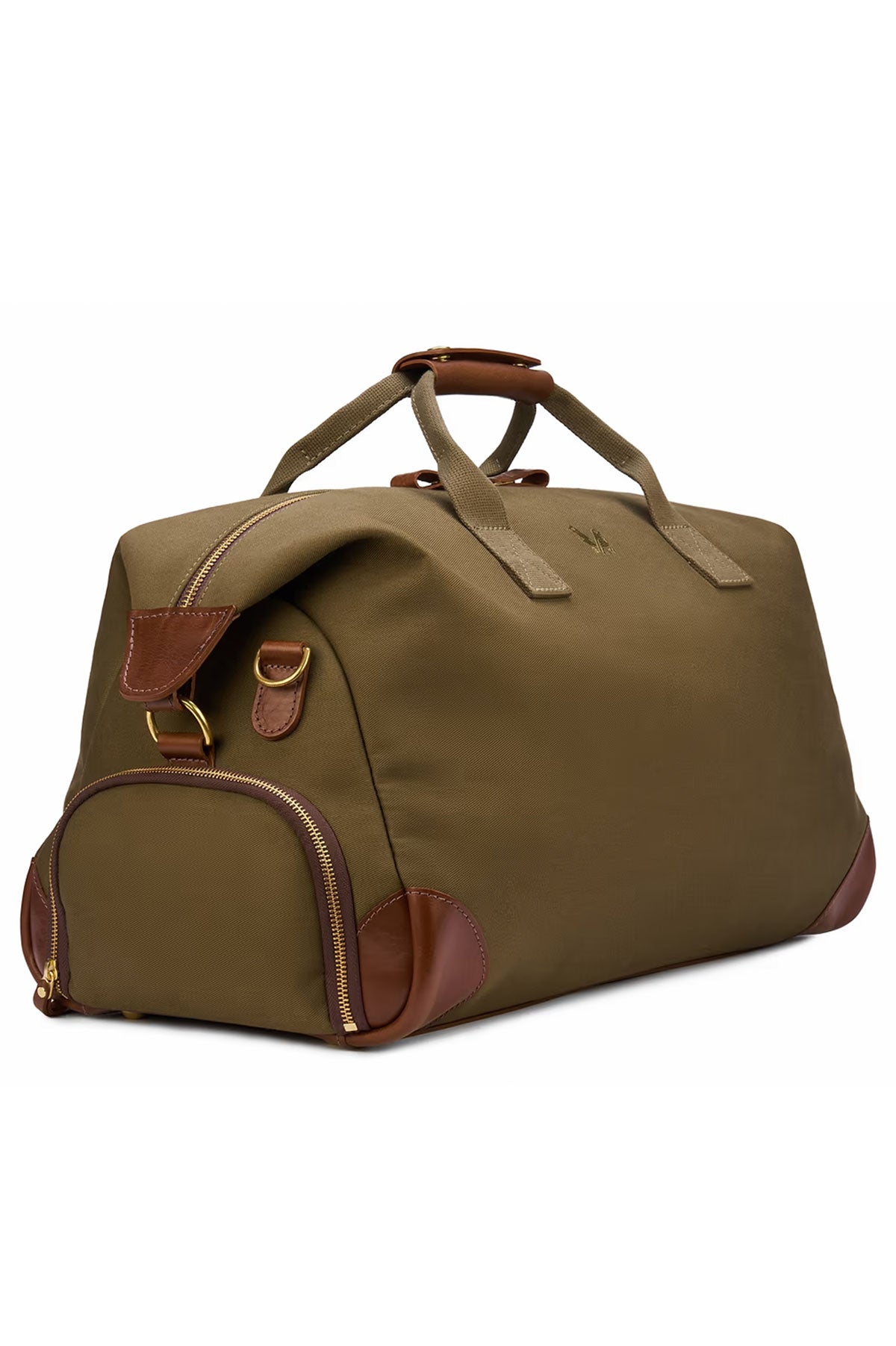 Olive green Bennett Winch Sac Weekender leather bag by Ardentes Clipei, showing its spacious design and high-quality craftsmanship.