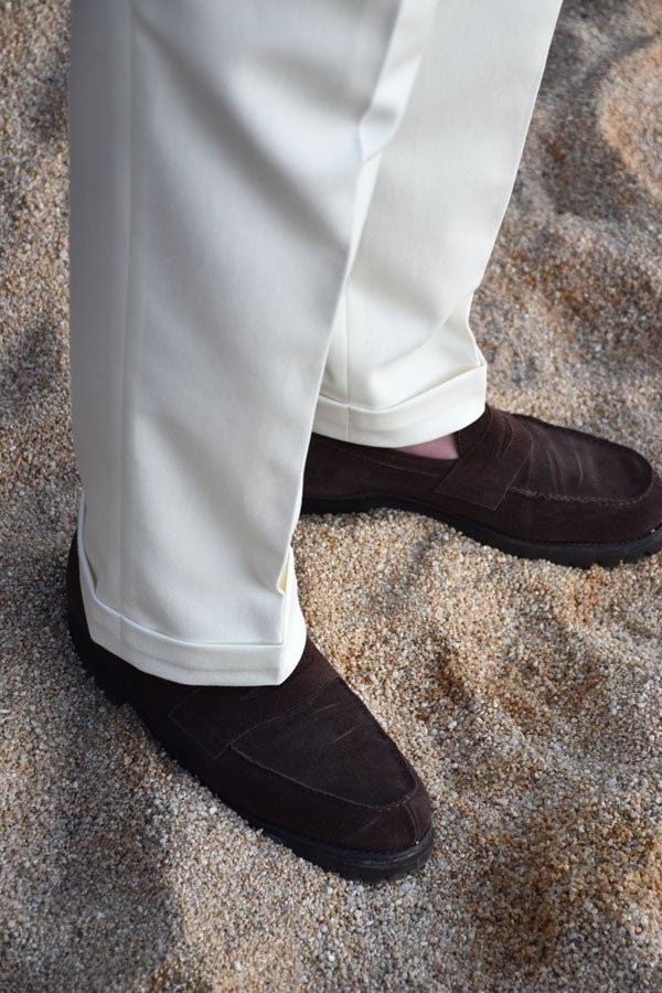 Ardentes Clipei Pantalon Ardent Blanc Crème en laine et coton, casual fit, displayed on a neutral background.