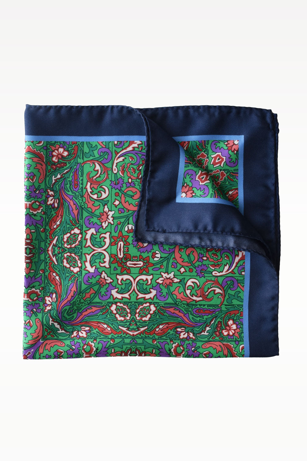 Blue floral motif pochette bag by Ardentes Clipei, featuring marine-inspired design and elegant compact style.