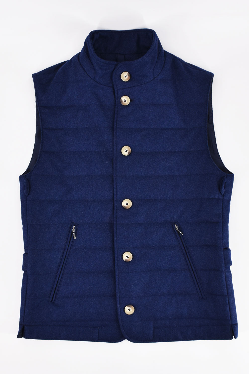 Blue navy flannel sleeveless vest by Ardentes Clipei, featuring a casual and comfortable veste style with soft fabric.