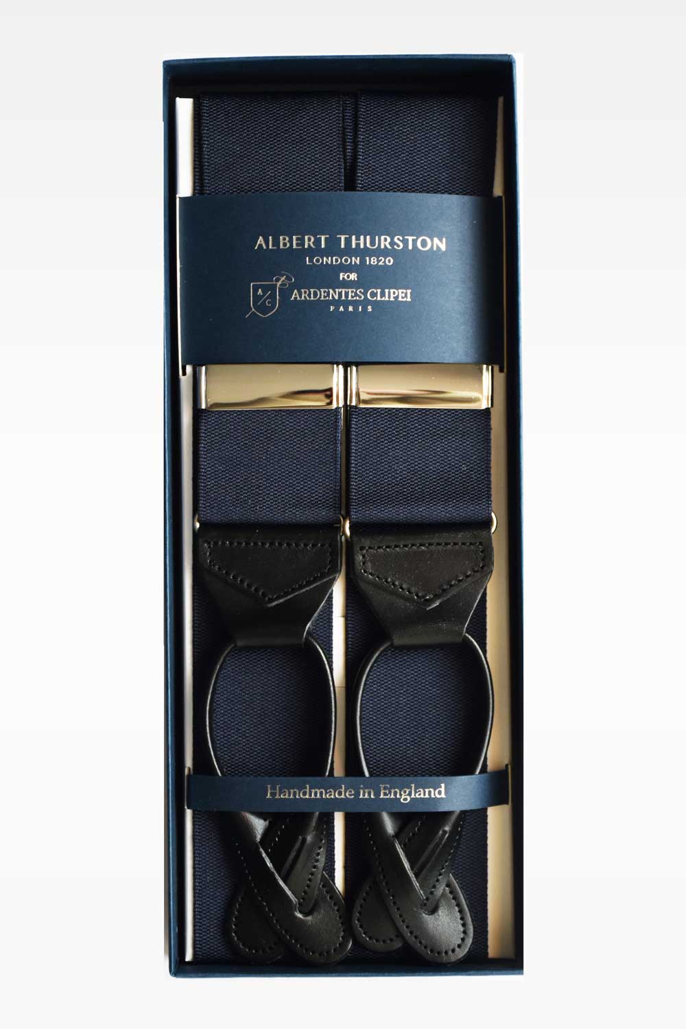 Bretelles Bleu marine Cuir noir – Albert Thurston