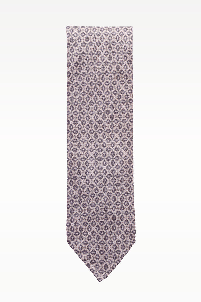 Cravate rose clair motif géométrique soie et lin – Ardentes Clipei Paris