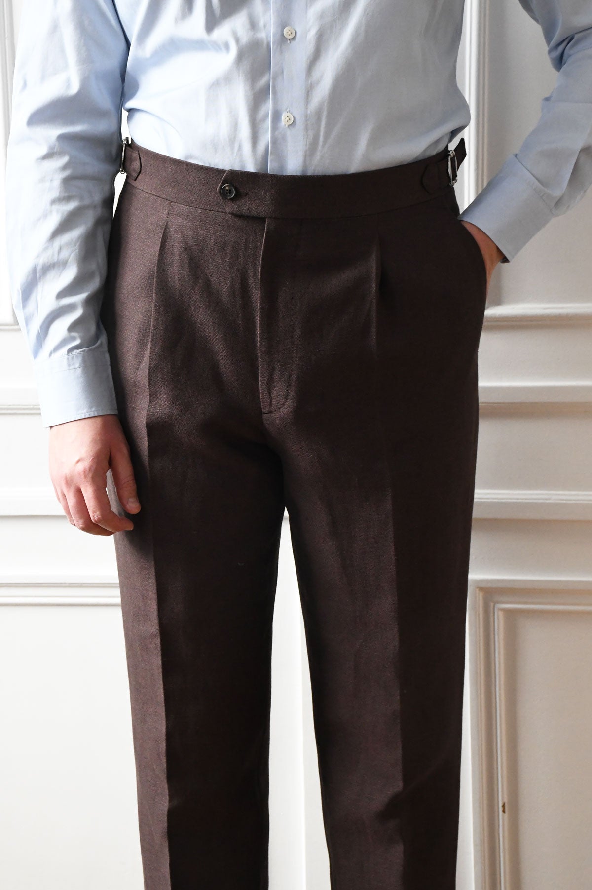 Pantalon Ardent Lin Laine Fresco Maison Hellard Marron