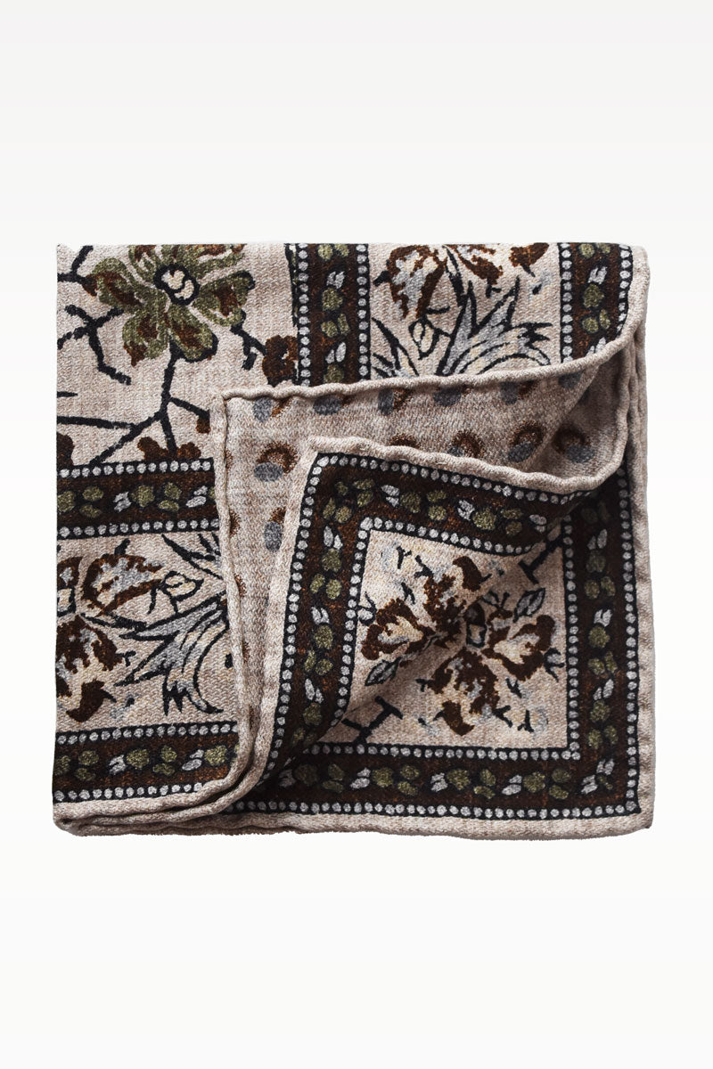 Pochette Beige Marron Motif Floral - Ardent