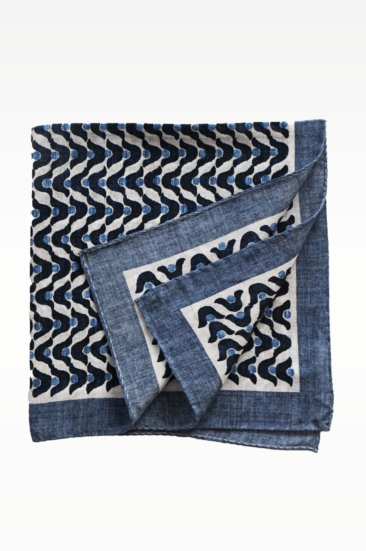 Pochette Bleu denim motif vague - Ardent