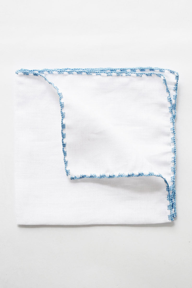 Pochette Blanche point bleu ciel - Ardent
