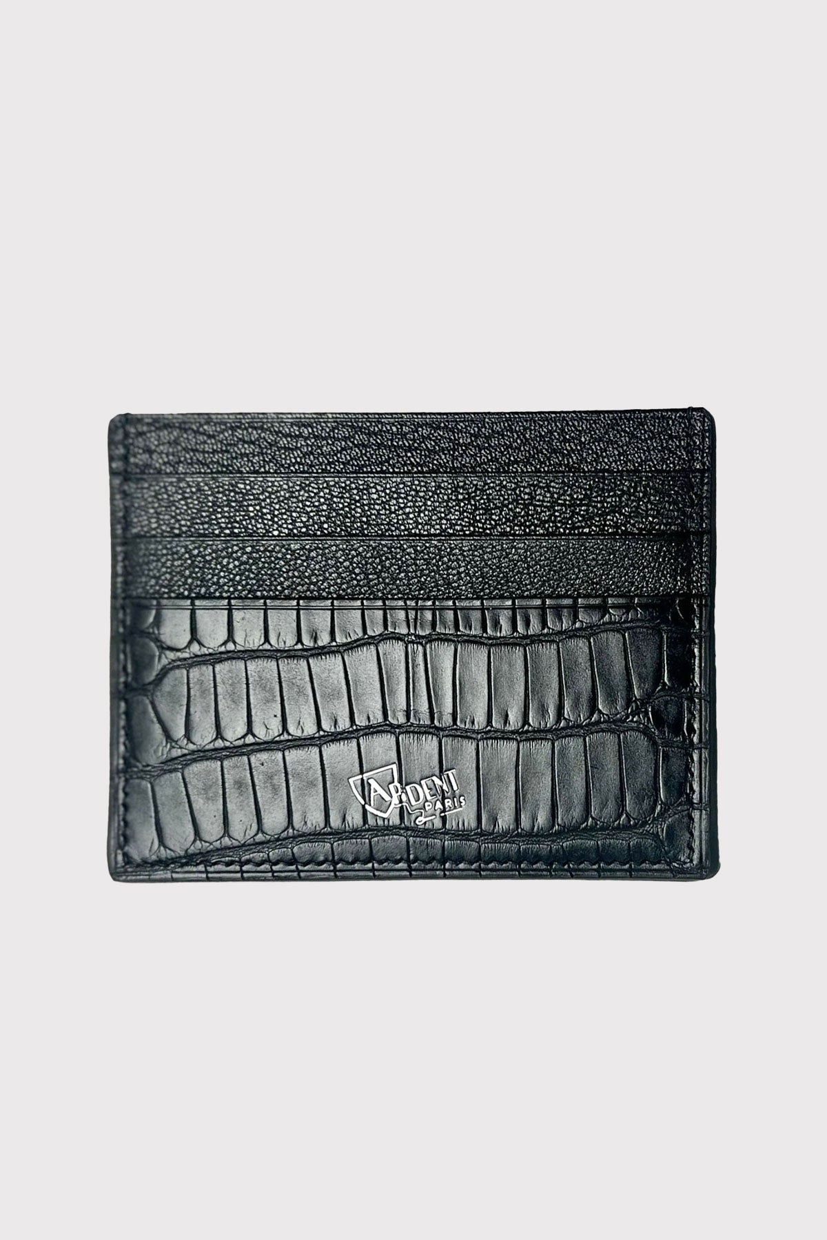 Porte-Cartes Cuir d’alligator et Cuir de Chèvre noir – Ardent