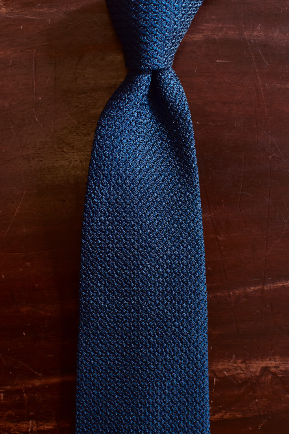 Cravate grenadine de soie bleu canard