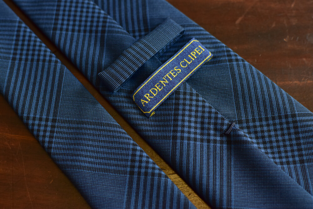 cravate 6 plis laine bleu prince de galles-3