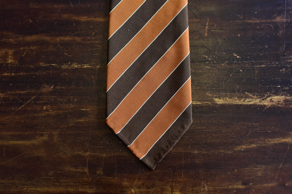 cravate rayee orange et marron-0