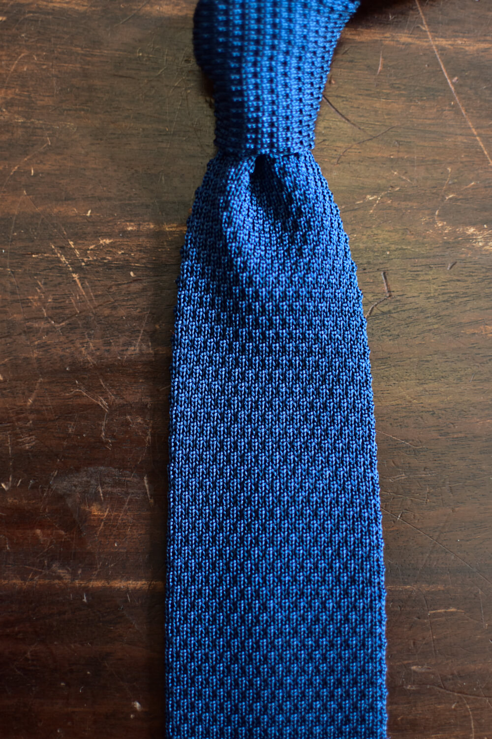 noeud cravate tricot bleu canard
