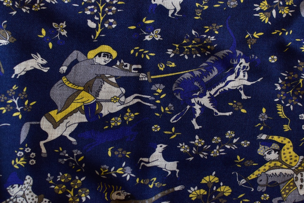 echarpe laine de yack fresque mongole bleue jaune-1