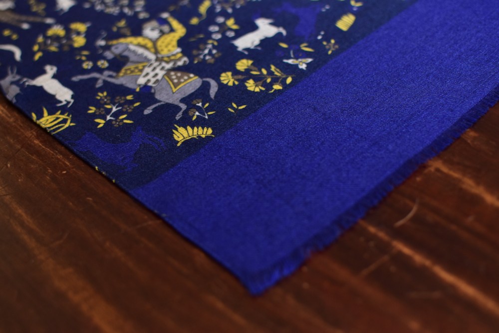 echarpe laine de yack fresque mongole bleue jaune-2