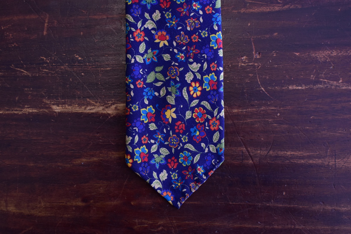 Cravate bleu marine imprimé floral - Calabrese4