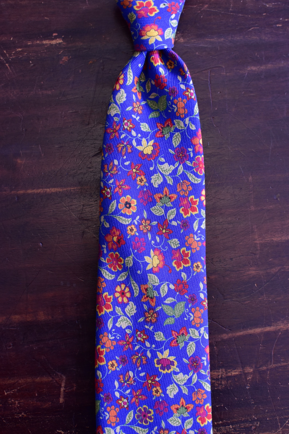 Cravate bleu roi imprimé floral - Calabrese