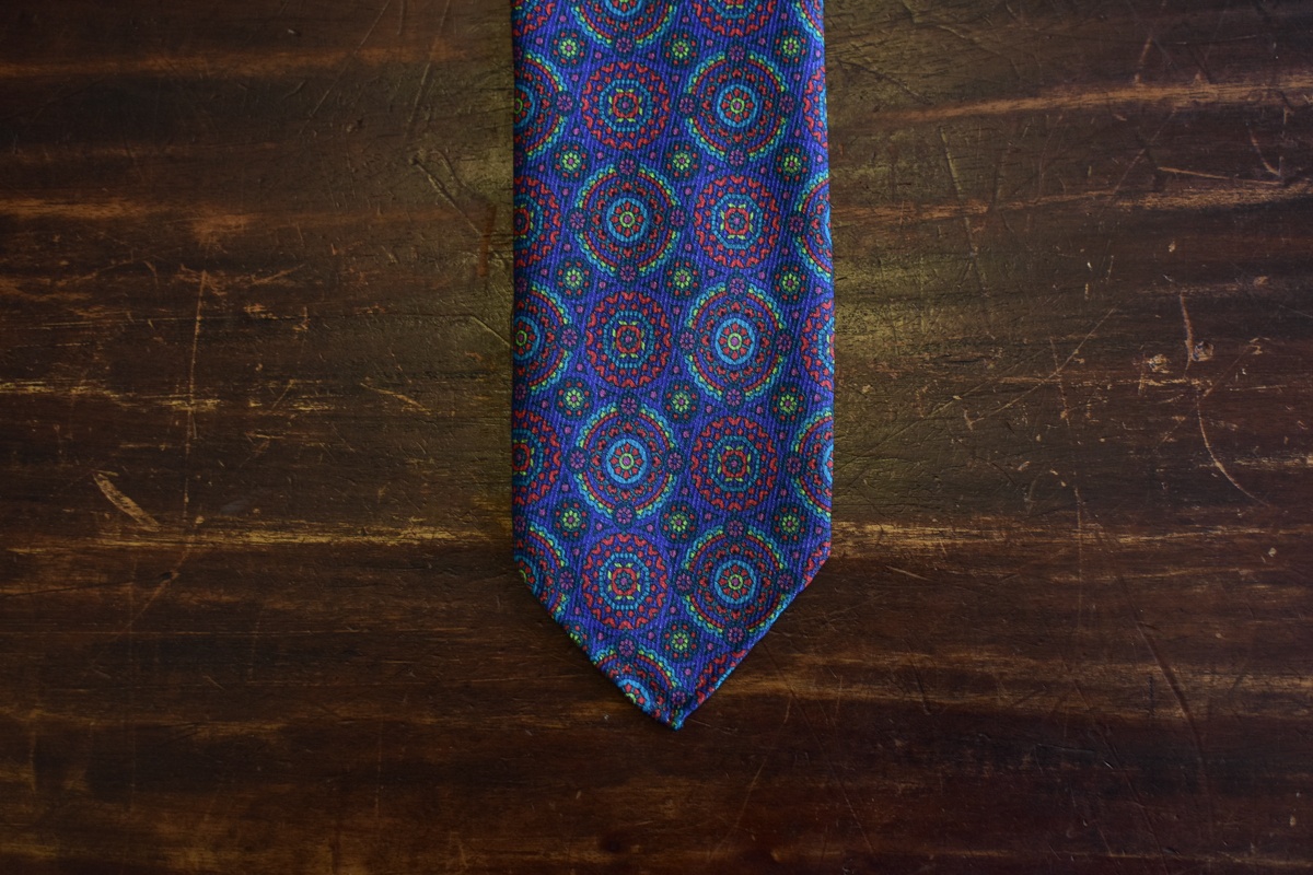 Cravate bleue à imprimé médaillon - Calabrese