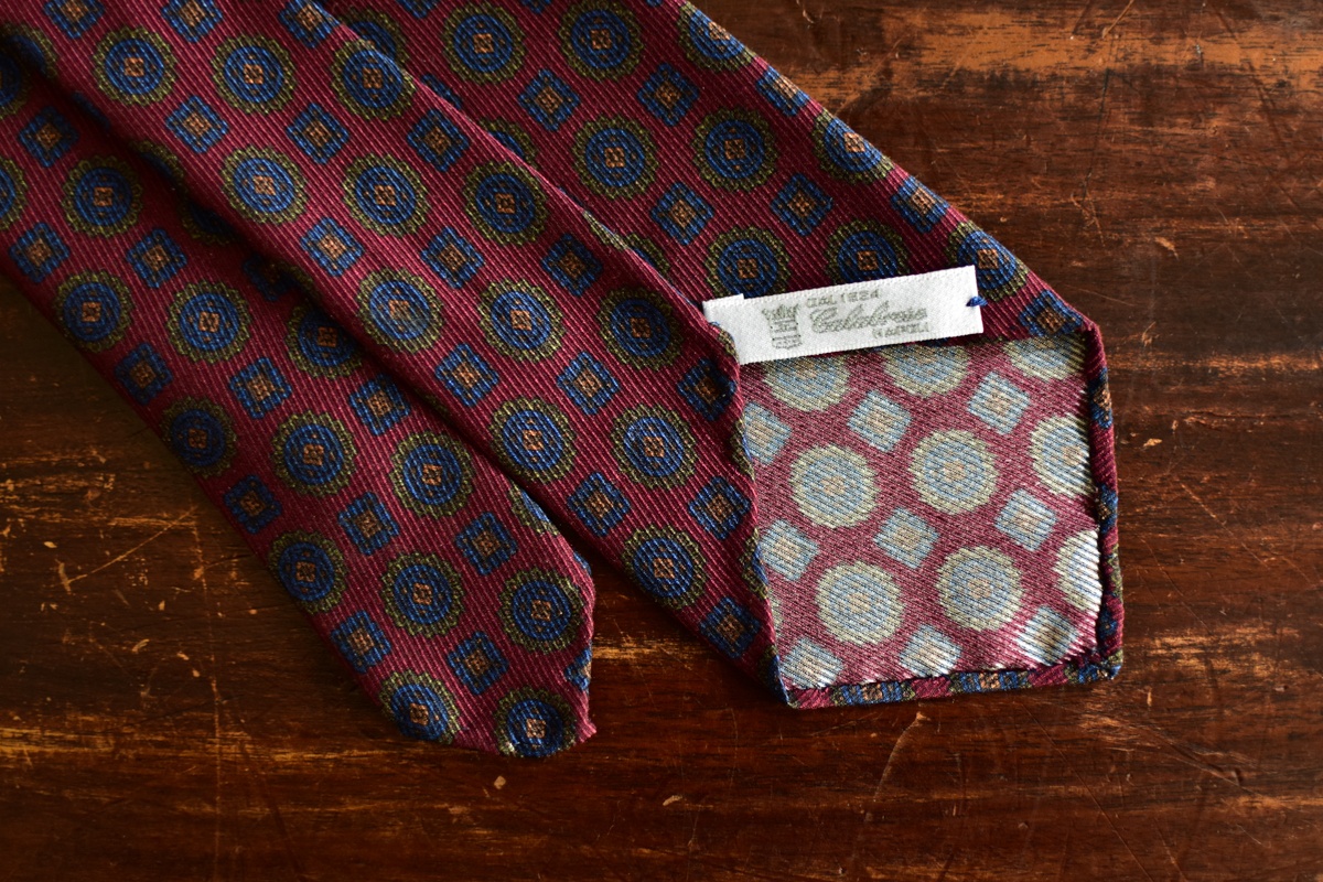 Cravate bordeaux à imprimé médaillon - Calabrese