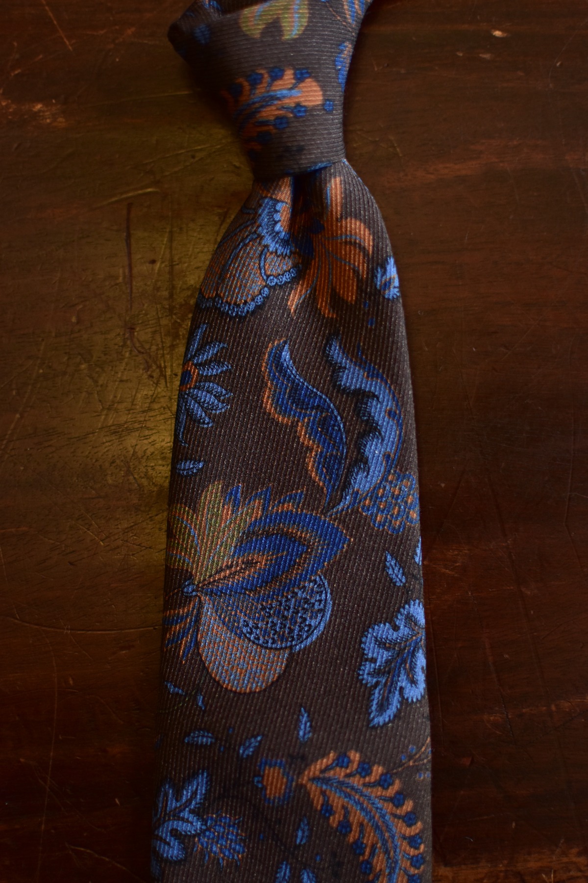 Cravate marron imprimé floral - Calabrese