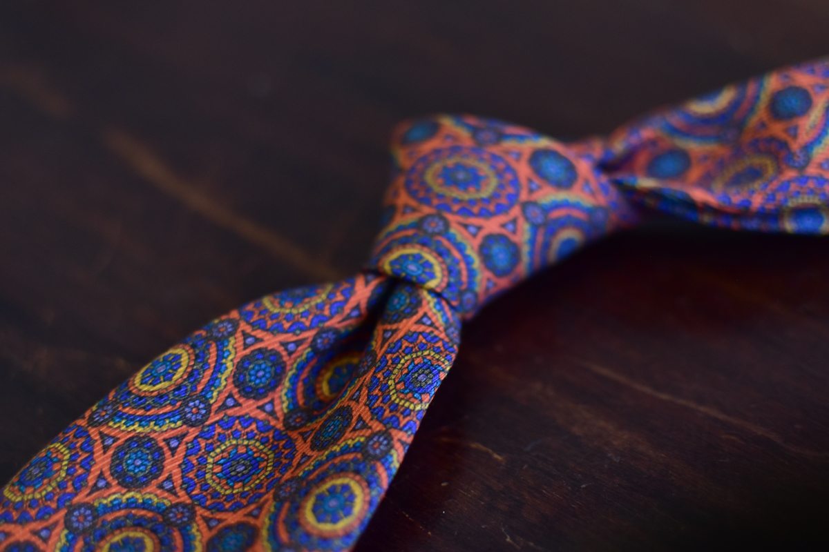 Cravate orange à imprimé médaillon - Calabrese