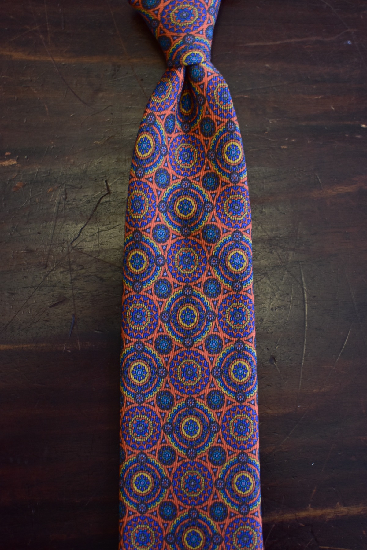 Cravate orange à imprimé médaillon - Calabrese
