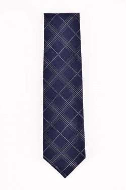 Cravate Bleu Marine à Carreaux